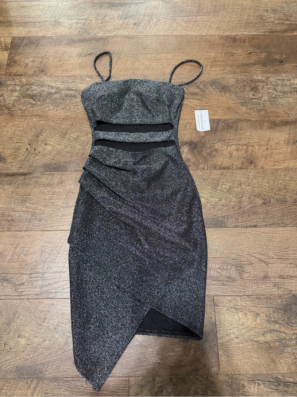 Windsor Black Sparkle Cutout Mini Dress